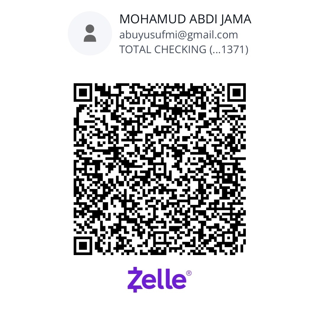 Zelle QR Code for Hajji Hussein Foundation